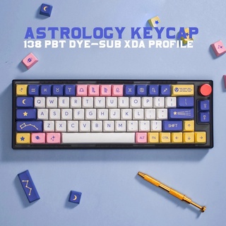 138 keycaps PBT sublimation XDA profile astrology keycaps for mechanical keyboard MX switches GH60/64/68/84/87/104