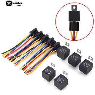 GOWI DC 12V Car SPDT Relay 5 Pin 5 Wires with Harness Socket 30/40 Amp