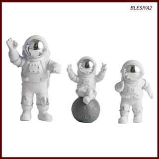 [BLESIYA2] 3pcs Astronaut Figurine, PVC Spaceman Statue Decor Model Ornament Car Home Office Interior Figure Party Cake Topper Table Decoration