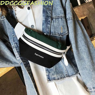 DDCCGGFASHION Women's outdoor sports travel stitching color zipper sports belt bag