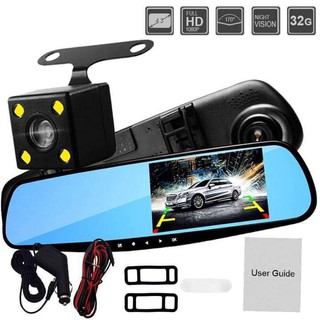 ODSCN Full HD 1080P Video Camera w/ Dual Lens for Vehicles Front & Rearview Mirror Car DVR Dash Cam