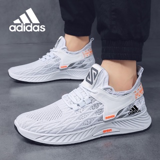 Adidas Sports Shoes Soft Sole Jogging Shoes Woven Mesh Running Shoes Breathable Lightweight Large Size Men's Casual Sports Shoes Non-slip Wear-resistant Travel Shoes Outdoor Low-top Lace-up Casual Shoes 39-44