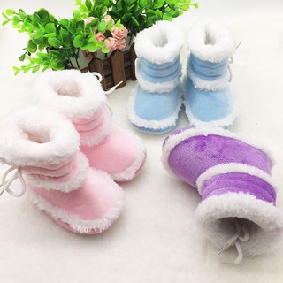 Baby Girls Winter Snow Boots Infant Solid Lace Up Shoes (1)