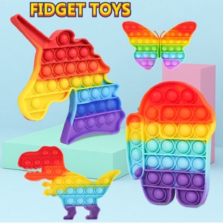 Push Pop It Fidget Toy Stress Bubble Toy Push Stress Reliever Rainbow Color Trending