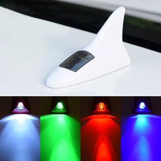 Car Decoration Lights Solar Shark Fin Antenna Roof and Tail Lights Anti-collision 8 LED Warning Light for Car