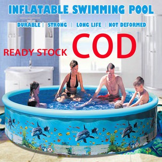【COD Ready Stock】Swimming Pool Blow Up Pool for Family Kids Backyard Foldable