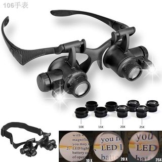 ♨✖☎LED Magnifier Double Eye Loupe Glasses Jeweler Watch Repair 10X 15X 20X 25X Lens