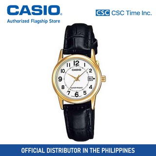 Casio (LTP-V002GL-7BUDF) Black Leather Strap Quartz Watch for Women (1)