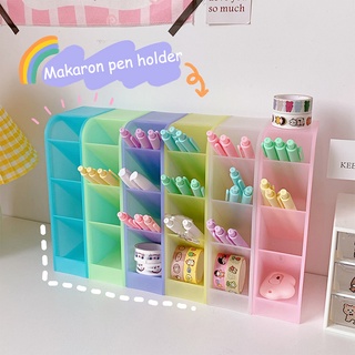 New Kawaii Macaroon Color 4 Gird Desktop Organizer Pen Holder Big Size Desk Makeups Pencil Storage