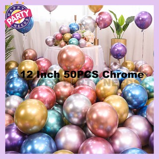 12 Inches 50 PCS Chrome Metallic Latex Balloons Birthday Balloons Party Decoration Happy Party Needs