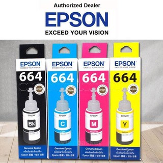 Genuine EPSON T664 Ink L100 L110 L120 L310 L360 L380 L1300 L565 Tank Printer Black Color CYMK Bottle