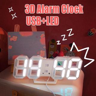 【8colors】3D LED Digital Clock With Night USB Clock Display Wall Alarm Clock Electronic Table Clock Alarm Clock