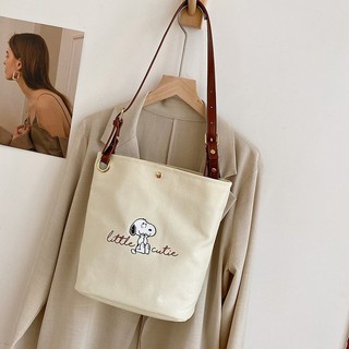Large capacity Snoopy canvas bag cute printing shoulder bag messenger bag student office worker female bag