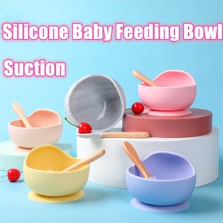 A36 Silicone Baby Feeding Bowl Silicone Baby Bowl For Baby Tableware Suction Baby Spoon And Bowl