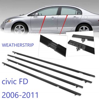 （a set） For Honda fd Civic 2006 2007 2008 2009 2010 2011 Car Outside Window Moulding Weatherstrip Seal Belt Weather Strip Plastic Trim