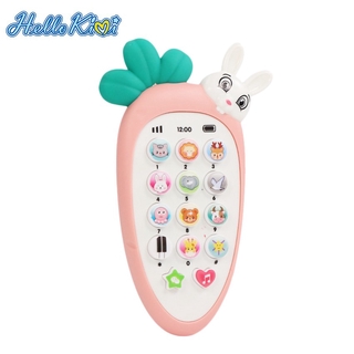 HelloKimi Baby Cell Phone Toy for Learning and Play Early Education Telephone with Silicone Cover Music Lights for 0-1 Year Old Kids with lanyard and 2 AAA batteries (1)