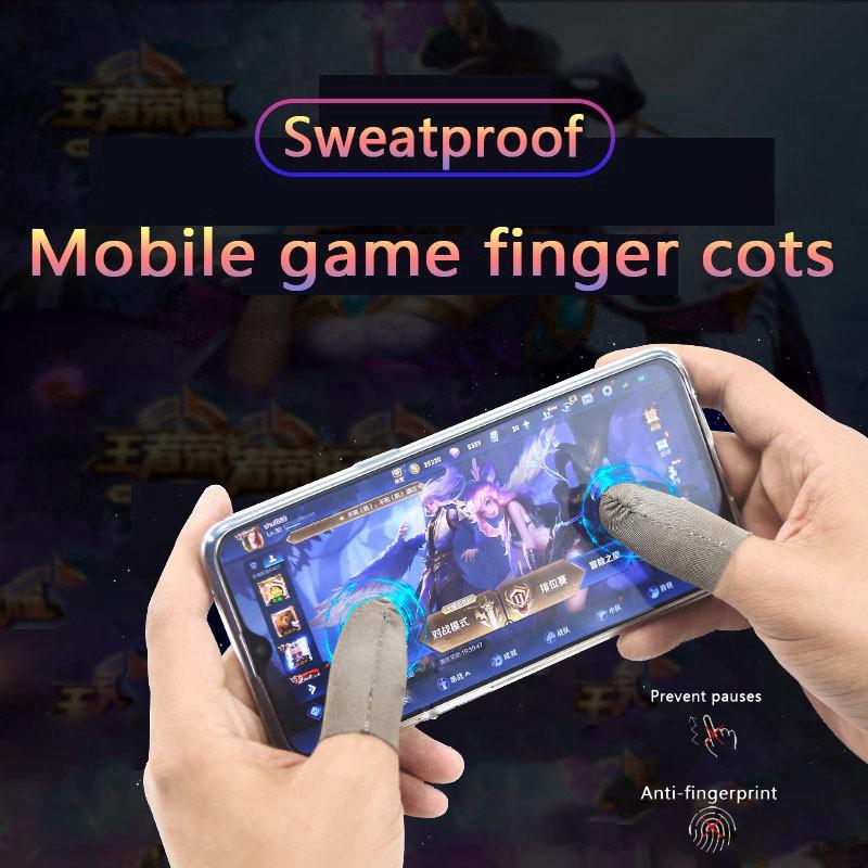 2Pcs Mobile Finger cot Touchscreen Game Controller Sweatproof Gloves for Phone Gaming