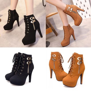 SILIFE Women High Heels Ankle Winter Boots Platform Shoes