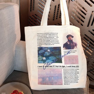 Original printed canvas bag simple ins niche reusable shopping bags women's cloth bag