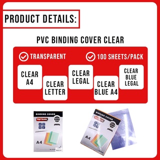 ▽PVC Binding Cover Transparent / Clear 250 microns A4 Size 100 Sheets / Pack Binding Book