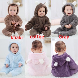 Baby Rompers Newborn Baby Girl Clothes Set Cute 3D Bear Ear Jumpsuit Baby Boy Clothes Set Rompers Warm Baby Clothing Set