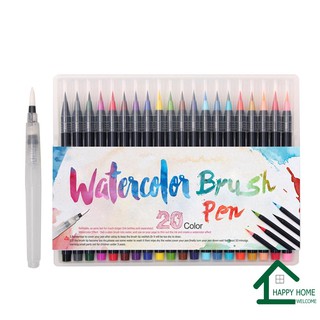 20 Color Pen Brush Set Premium Painting Soft Tip Markers Refillable Watercolor Art Pens