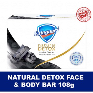 Safeguard Natural Detox Charcoal Face & Body Bar 108g