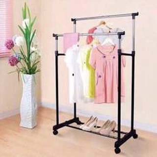 TOP ONE STORE Double Pole Telescopic Stainless Steel Clothes Rack (6)