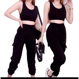 【lgoh.ph】TRACY Terno Set Crop Top and Jogger Pants Cargo Pants for Women