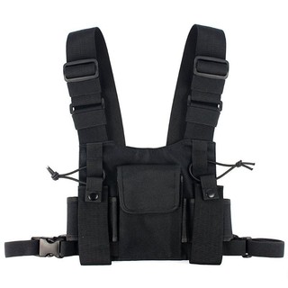 Radios Pocket Radio Chest Harness Chest Front Pack Pouch Holster Vest Rig CBlack (1)