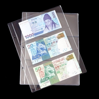 10Pcs 3-pocket Banknotes Album Paper Money Currency Collection Binder Sleeves