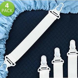 4 pcs/set Bed Sheet Mattress Grippers Clip Holder Fasteners Elastic Set