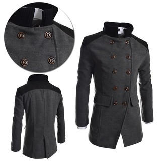 1Pcs New Fashion Men's Wool Coat Overcoat Long Jacket Winter Trench Coat Outwear (4)