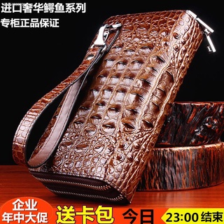 New Thailand Men s Crocodile Leather Wallet Men s Leather Long Clutch Business Men s Bag Large-capac