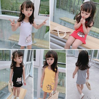 Baby Girls kids Korean Sweet Dress Sleeveless Cotton dress 0-4Y Random Design