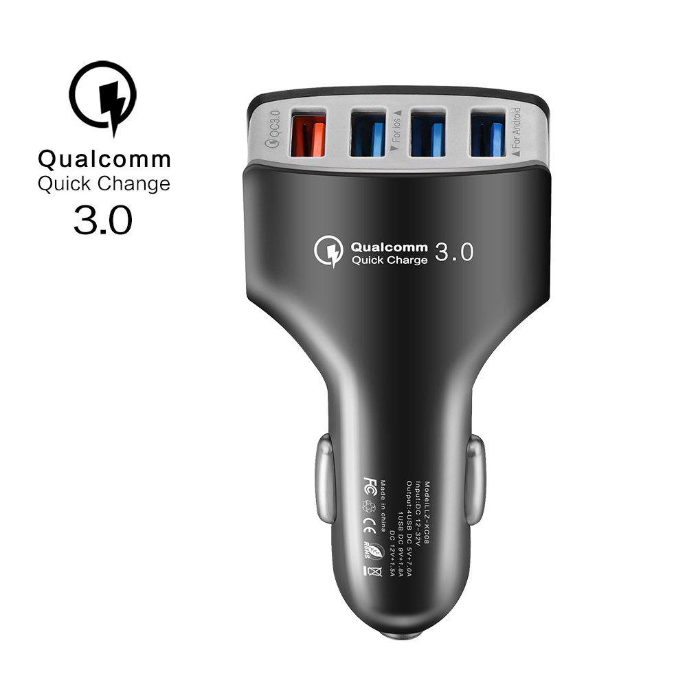 Qualcomm Quick Charge QC 3.0 4-Port USB Car Charger Cell Phone Fast Charging Adapter