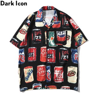 Dark Icon Full Print Street Shirts Men Turn-down Collar Hip Hop Shirt For Men Streetwear Clothing