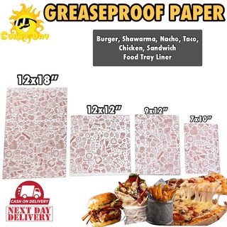 100 pcs. | Greaseproof Paper Liner | Food Tray Liner | Burger Shawarma Wrapper
