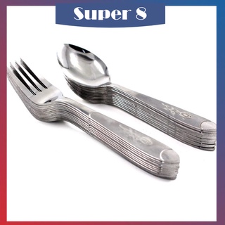 SUPER8 Stainless Steel Spoon and Fork 12pcs/pack