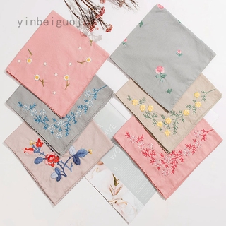 Yinbeiguoji Vintage Cotton Ladies Embroidered Lace Handkerchief