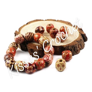 Tribal wooden beads 9mm