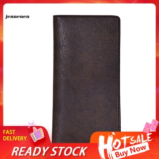 JN~ Solid Color Fashion Men Multi-slot Faux Leather Bifold Clutch Purse Long Wallet