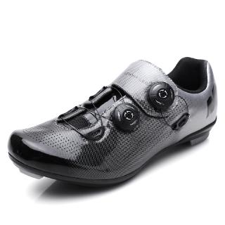 【Ready Stock】Professional Self-Locking Cycling Shoes MTB Mirror Leather Upper Moutain Bike Sneakers Men Outdoor Non-Slip Bicycle Cleat Shoes
