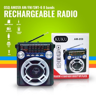 OSQ Rechargeable AM/FM Radio with USB/SD/TF MP3 Player AM059 with LED Flashlight