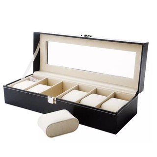 Watch Box 6 Grid Leather Display Jewelry Case Organizer (8)
