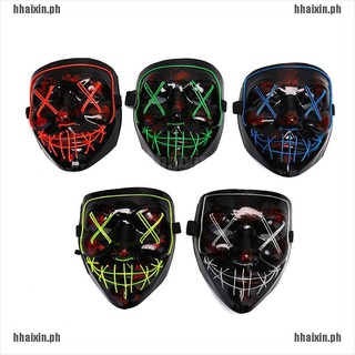HX Halloween LED Glow Mask EL Wire Light Up The Purge Movie Costume Light Party[PH] (1)
