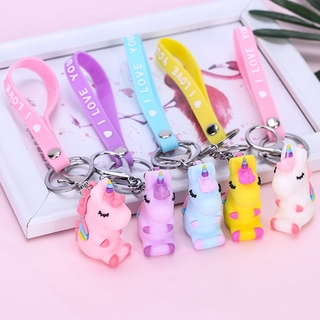 Cute Pony Unicorn Anime Rainbow PVC Animal Unicorn Keychain for Men Women Bag Ornament Girls Key Chain