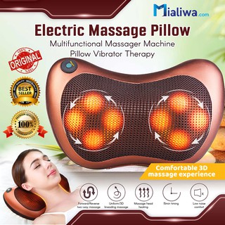 Electric Massage Pillow Portable Therapy Cushion, Head, Neck, Back, Body Heating Shiatsu Massager