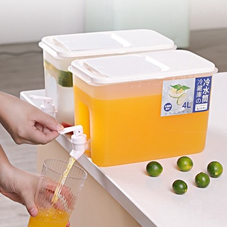 【In stock】Fruit Teapot Drinkware Container Storage Rack Summer Refrigerator Water Jug Household Carton Packaging Translucent Lemonade Bottle 28x14x16cm 4L Quality Guarantee Cold Kettle With Faucet