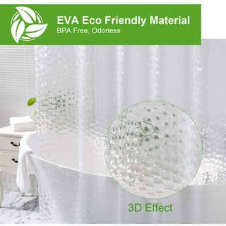 Heavy Duty EVA Shower Curtain Liner with Hooks Waterproof 3D Clear Bathroom Shower Curtains
